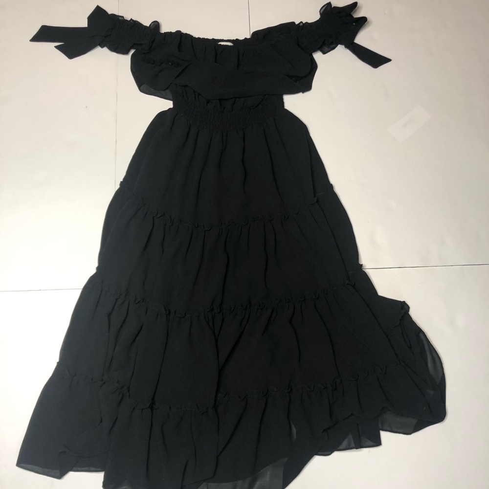 Misa Dress Cold Shoulder Upper Arm cuffs Black XS